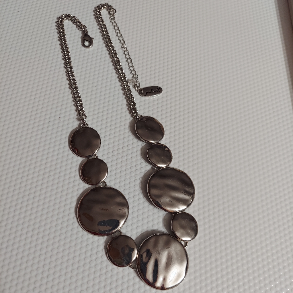 Jules B. Textured Hammered Silver Tone Circle Necklace
